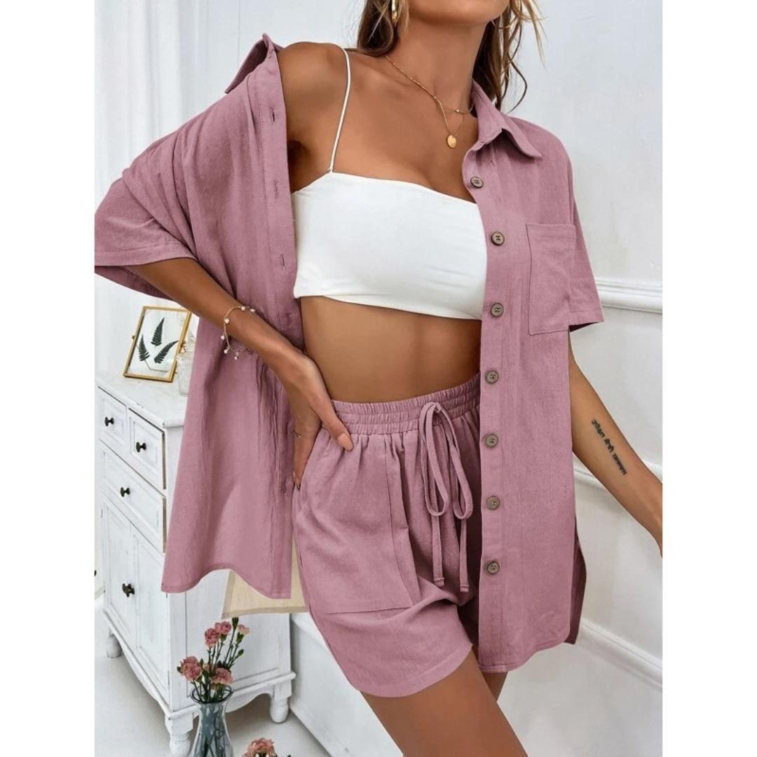 KRISTINE™ – Casual Summer Button-Down Lounge Set