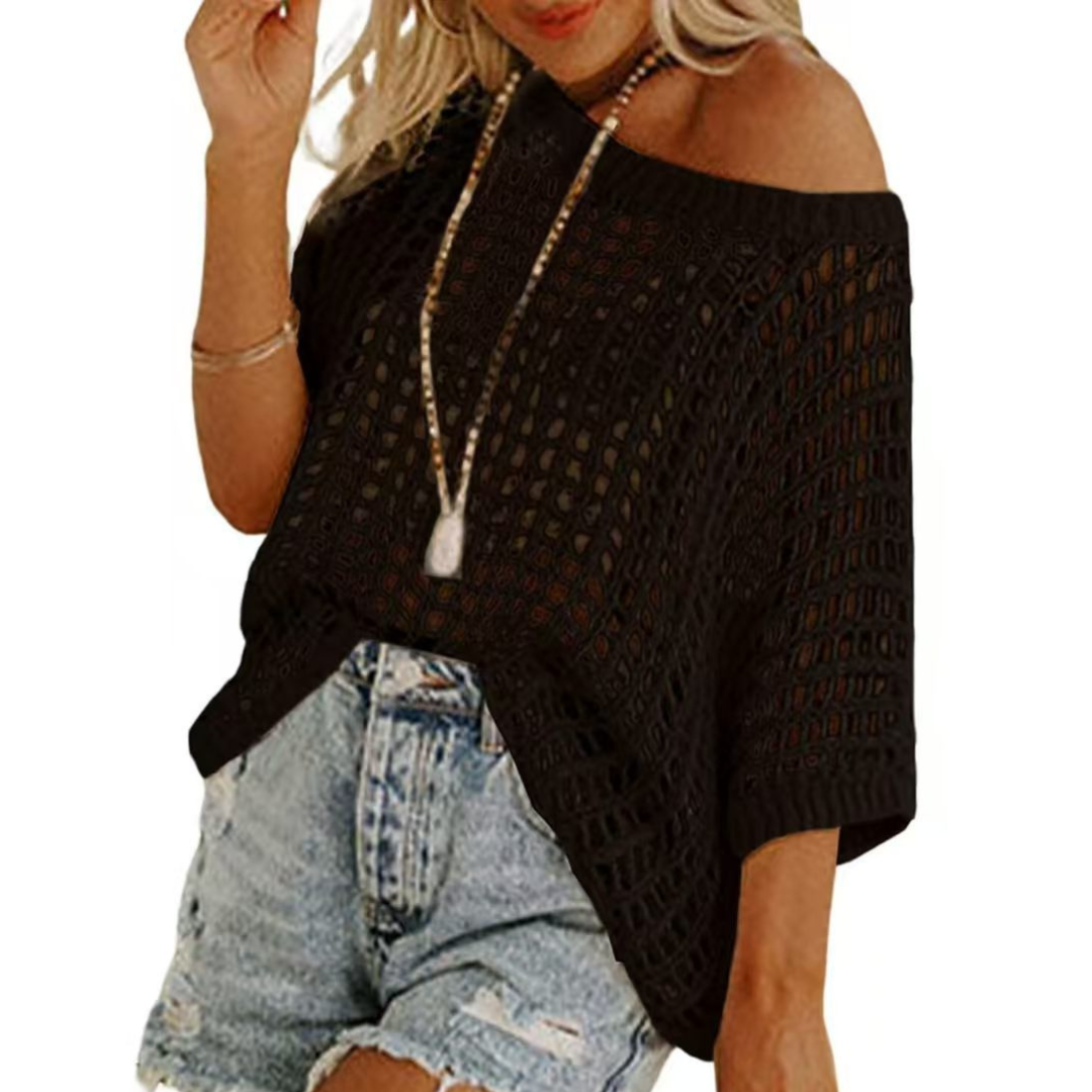 XONA™ - Summer Scoop Neck Crochet Top