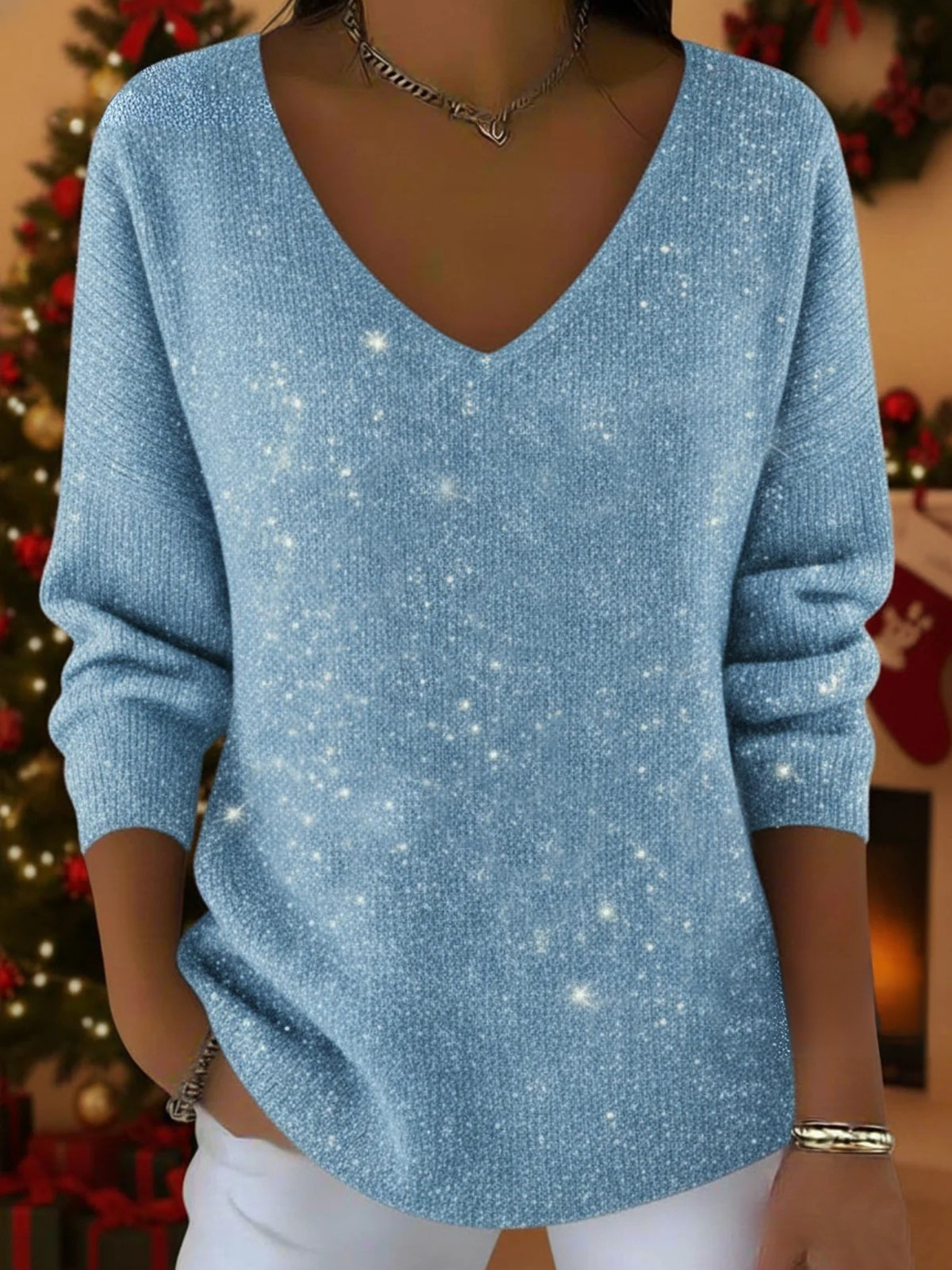 Aylise™ | Festive Women’s V-Neck Sweater