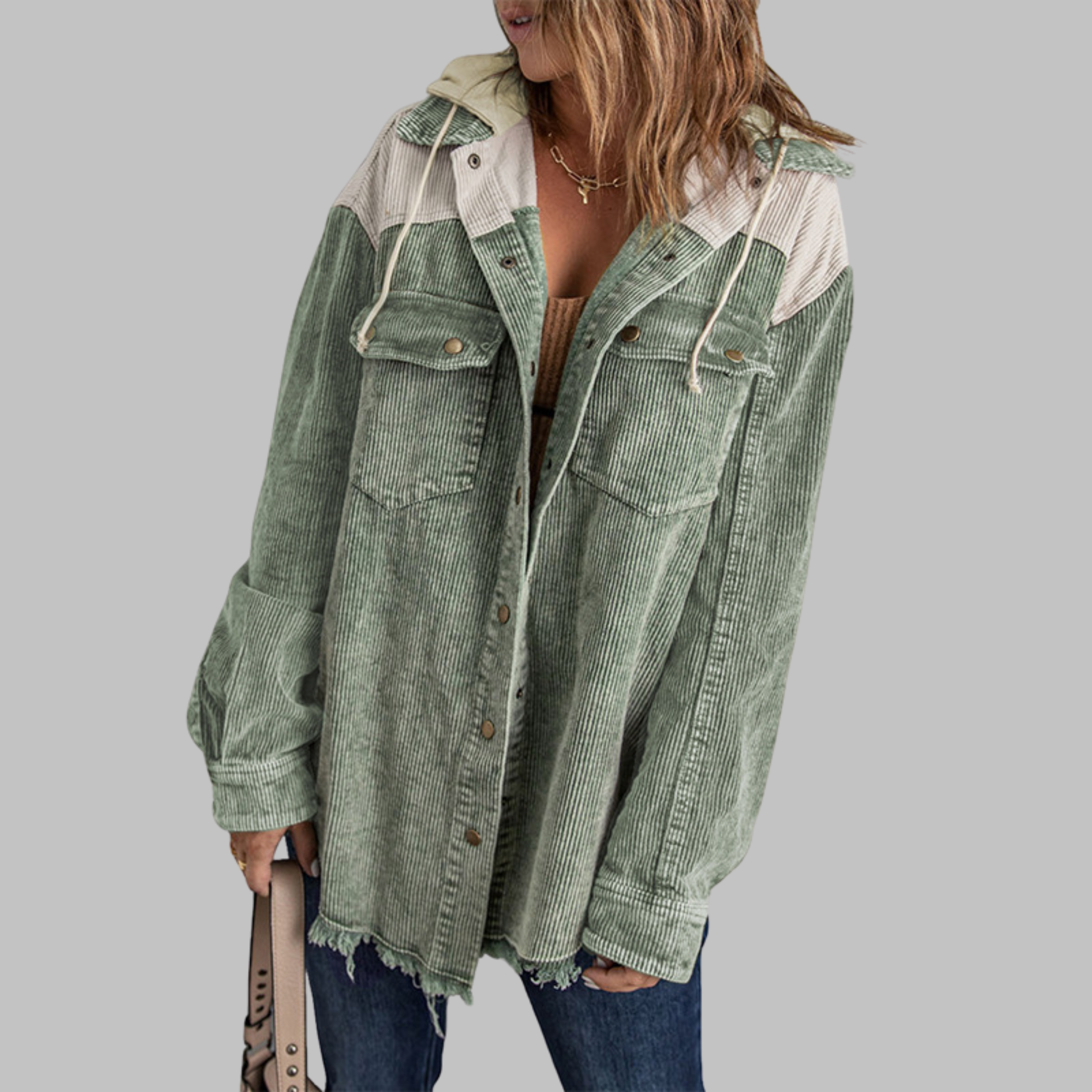 DABRINA™ - Classic Button Down Long Sleeve Hooded Jacket