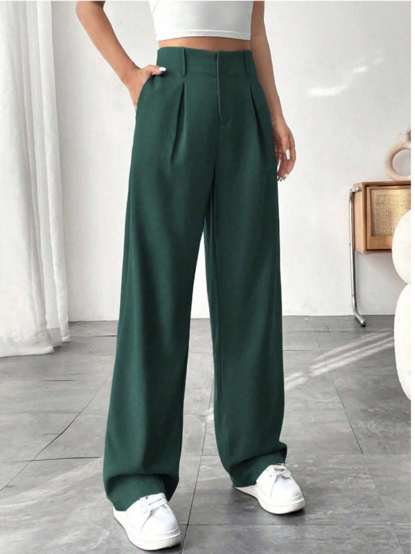 BELISIMA™ – Elegant Pleated Wide-Leg Office Trouser