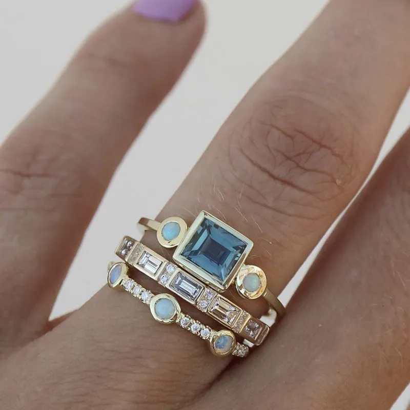 DARLENE™ - Vintage Blue Crystal Ring Set